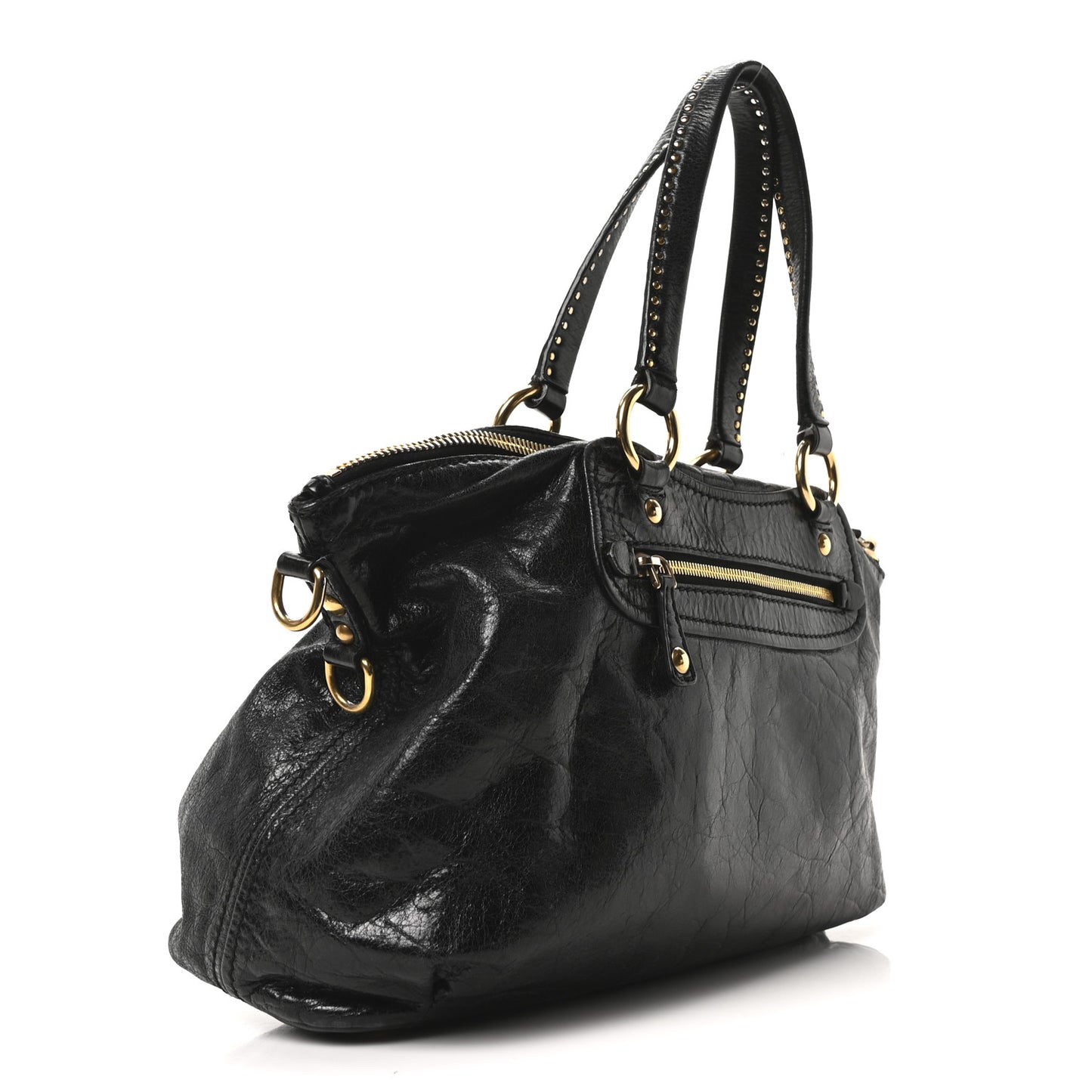 Vitello Shine Zip Tote Black
