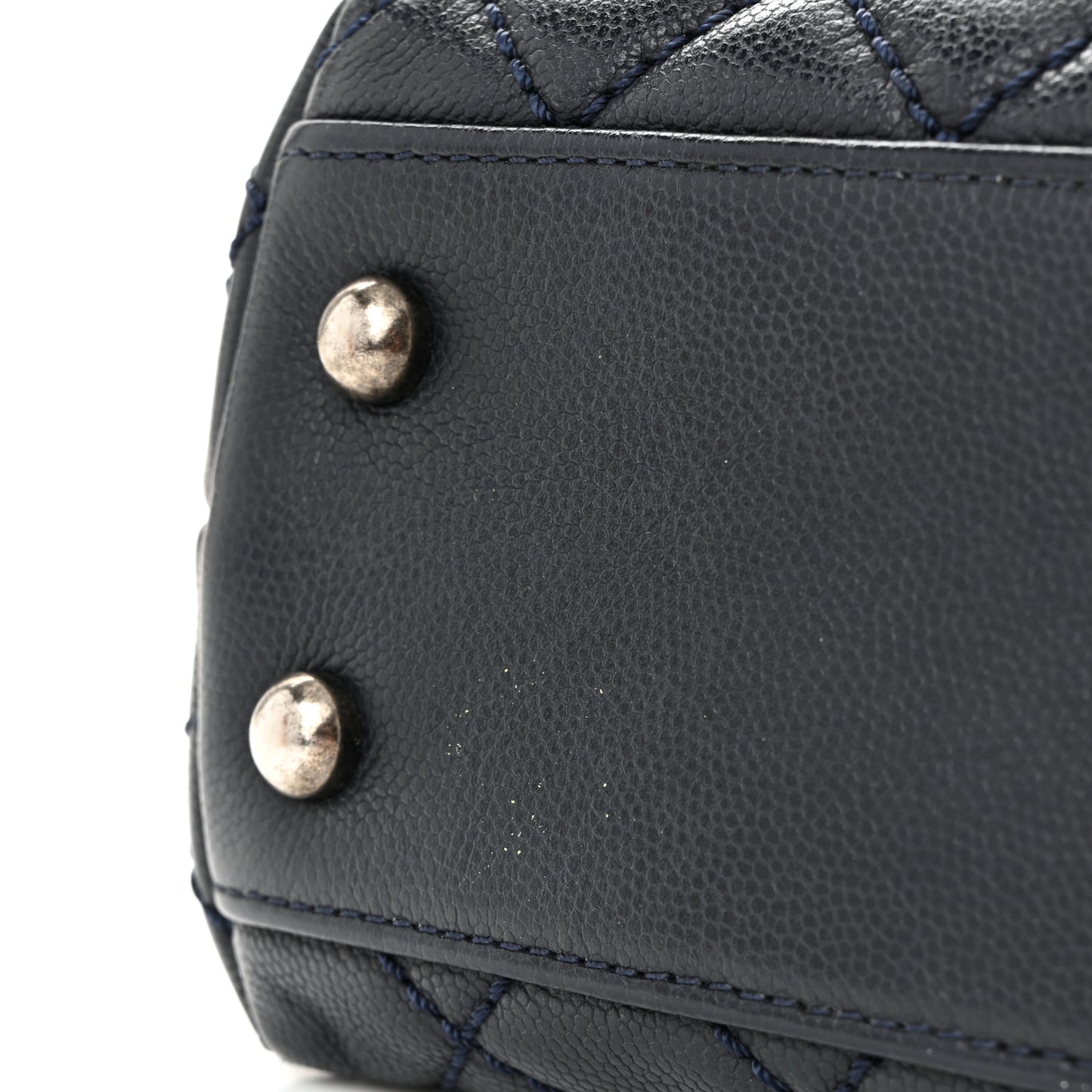 Caviar Lizard Quilted Mini Coco Handle Flap Navy