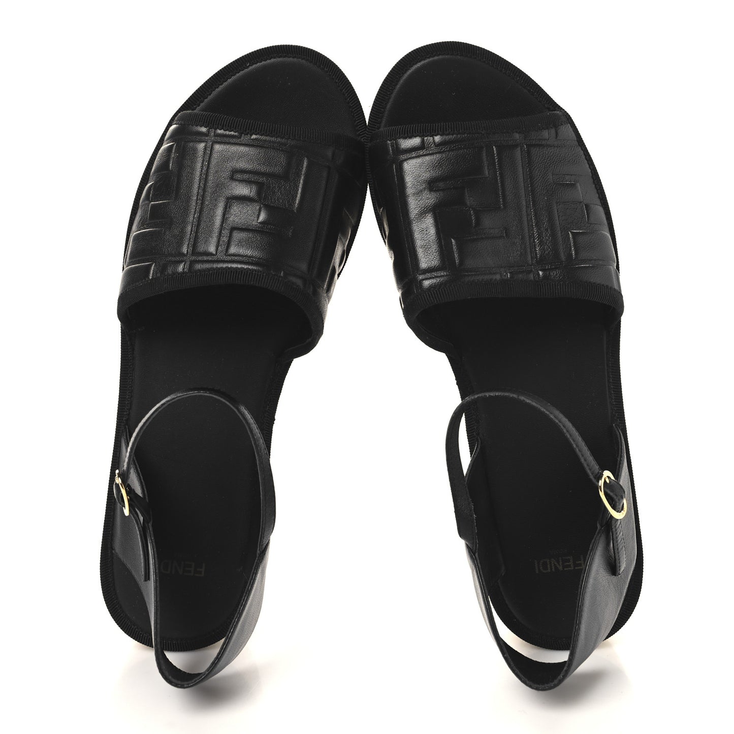 Nappa FF Embossed Espadrille Platform Sandals Black