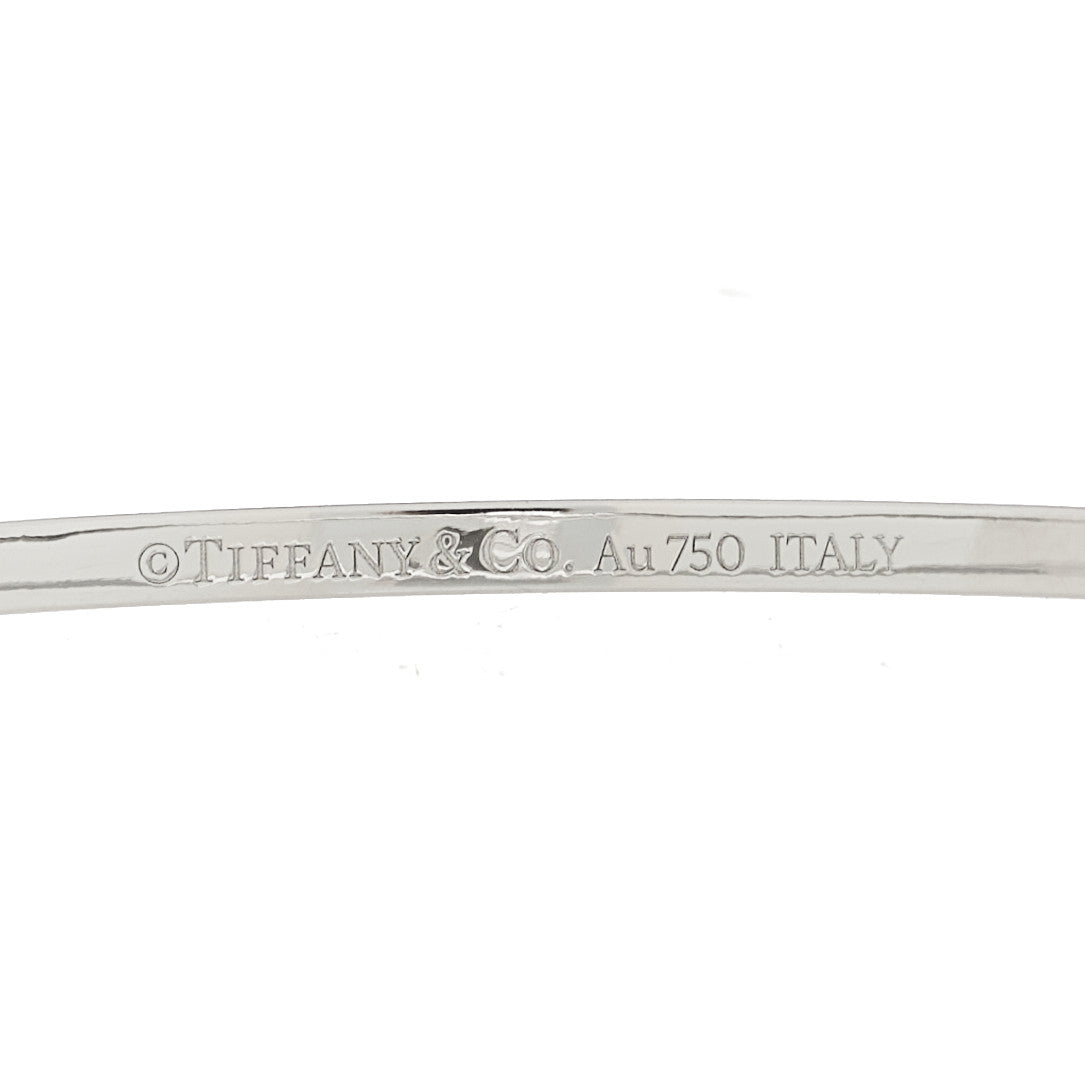 Tiffany 18K White Gold Diamond T Hinged Wire Bangle Bracelet 3 of 4