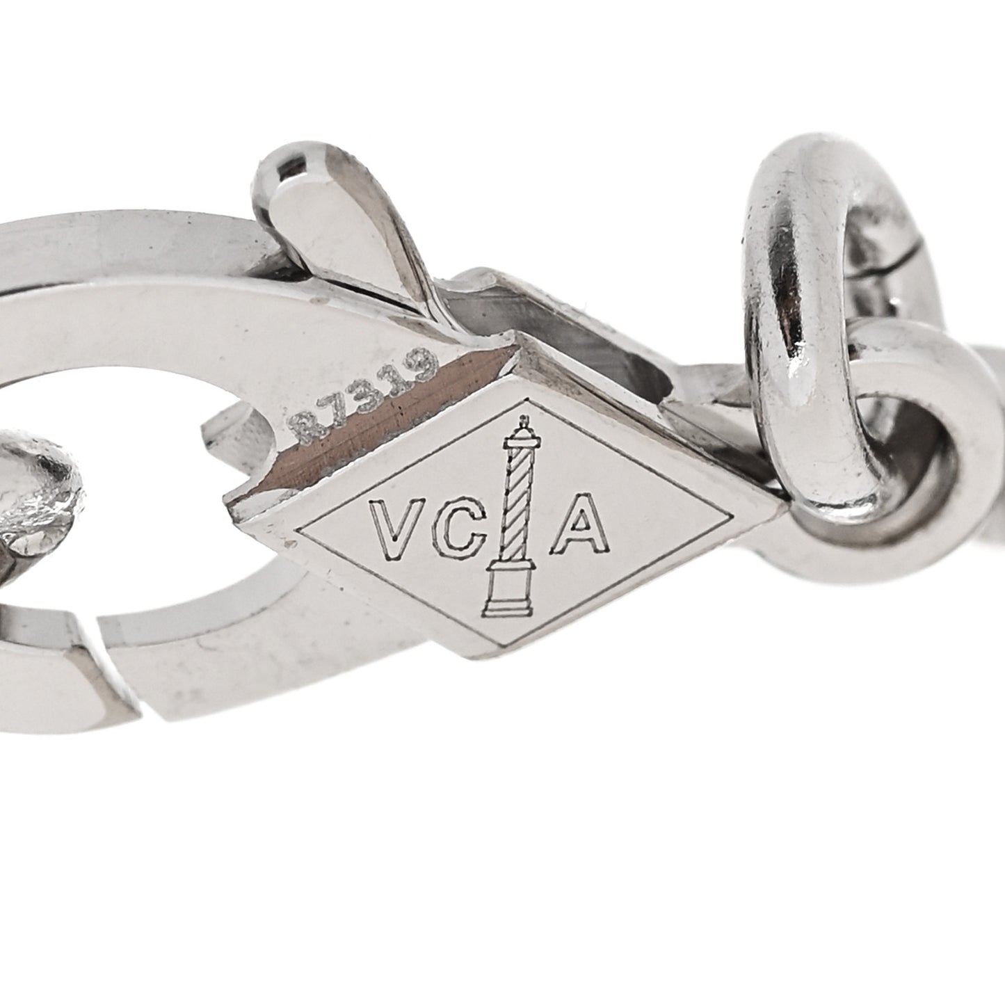 VAN CLEEF & ARPELS 18K White Gold 5 Motifs Guilloche Vintage Alhambra Bracelet