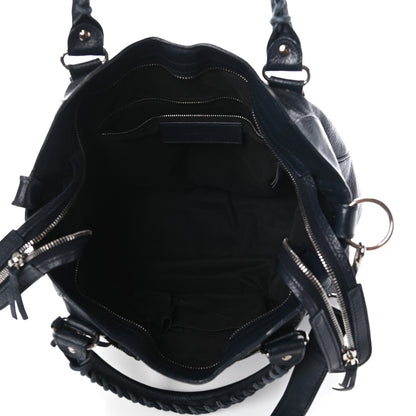Balenciaga Chevre Silver Metallic Edge Hardware Velo Bleu Nuit Dark Sea 5 of 12