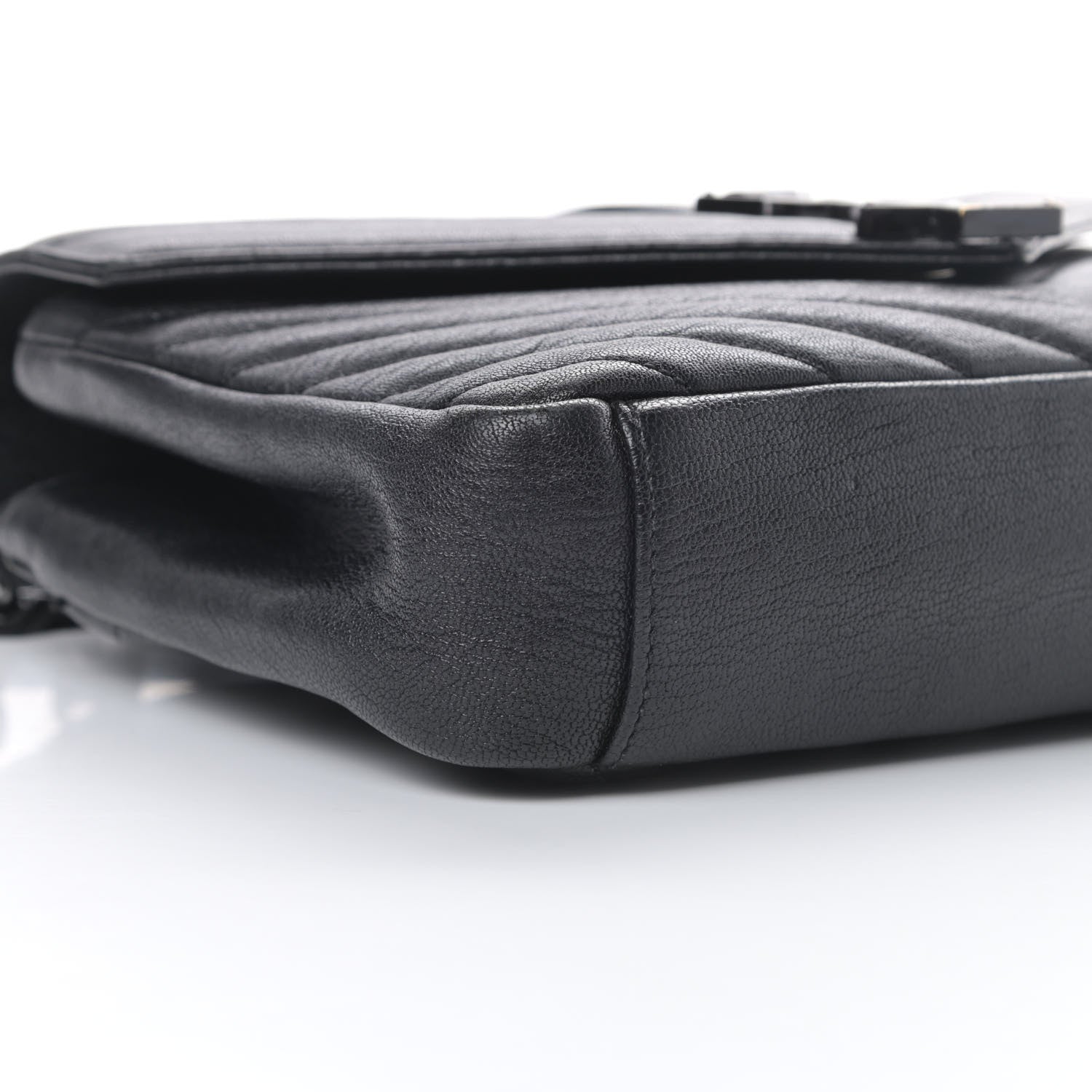 Saint Laurent Sheepskin Matelasse Chevron Monogram Monochrome Medium College Bag Black 9 of 13