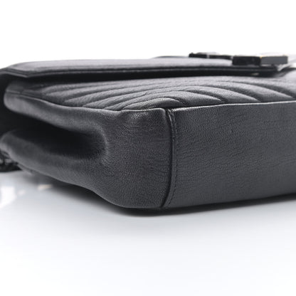 Saint Laurent Sheepskin Matelasse Chevron Monogram Monochrome Medium College Bag Black 9 of 13