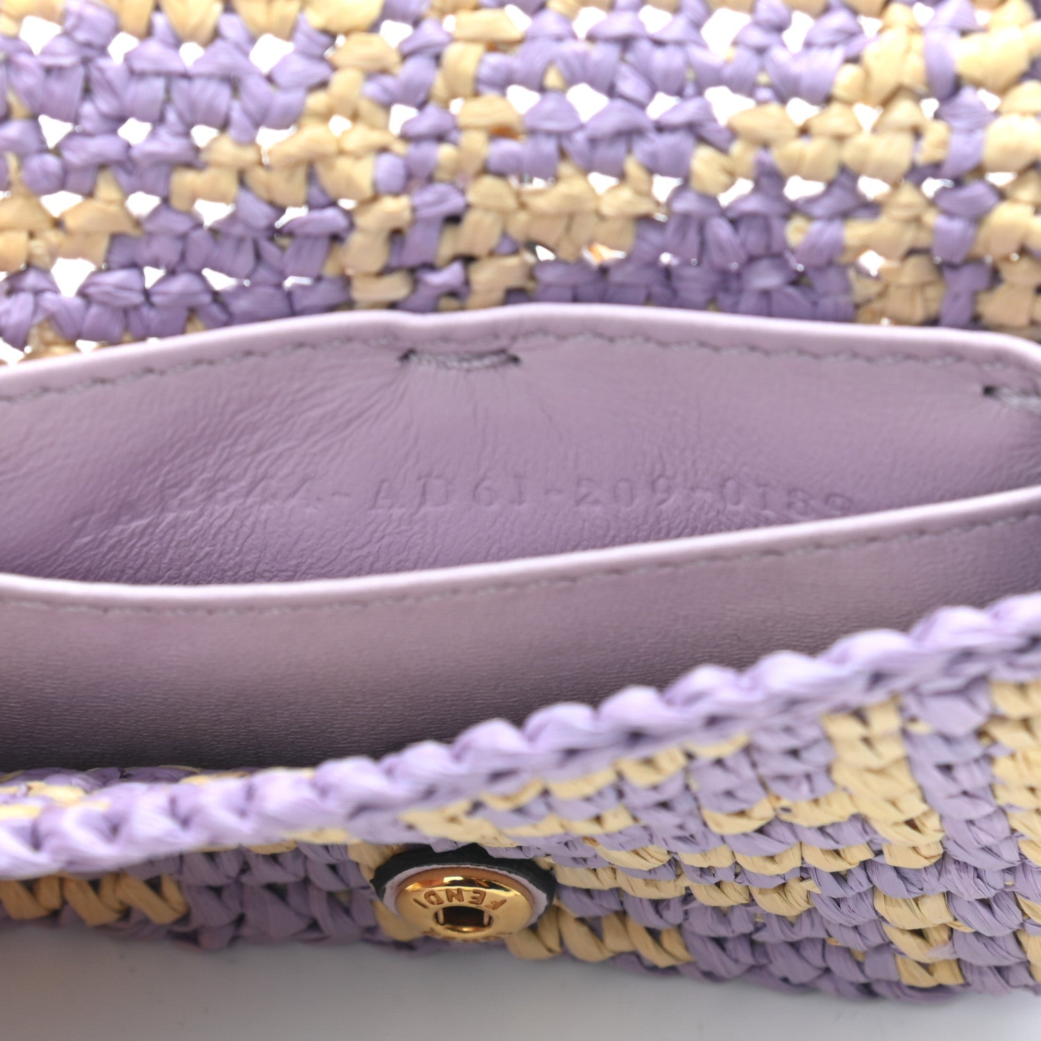 Fendi Raffia Vitello Seta FF Woven Nano Baguette Charm Anemone Natural 7 of 9