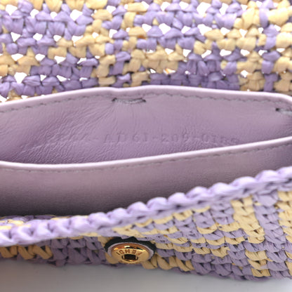 Fendi Raffia Vitello Seta FF Woven Nano Baguette Charm Anemone Natural 7 of 9