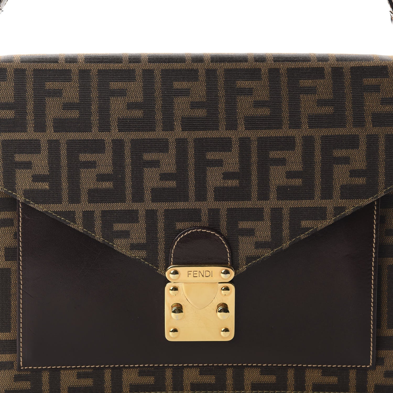 Fendi Zucca Calfskin Flap Tobacco Moro 9 of 9