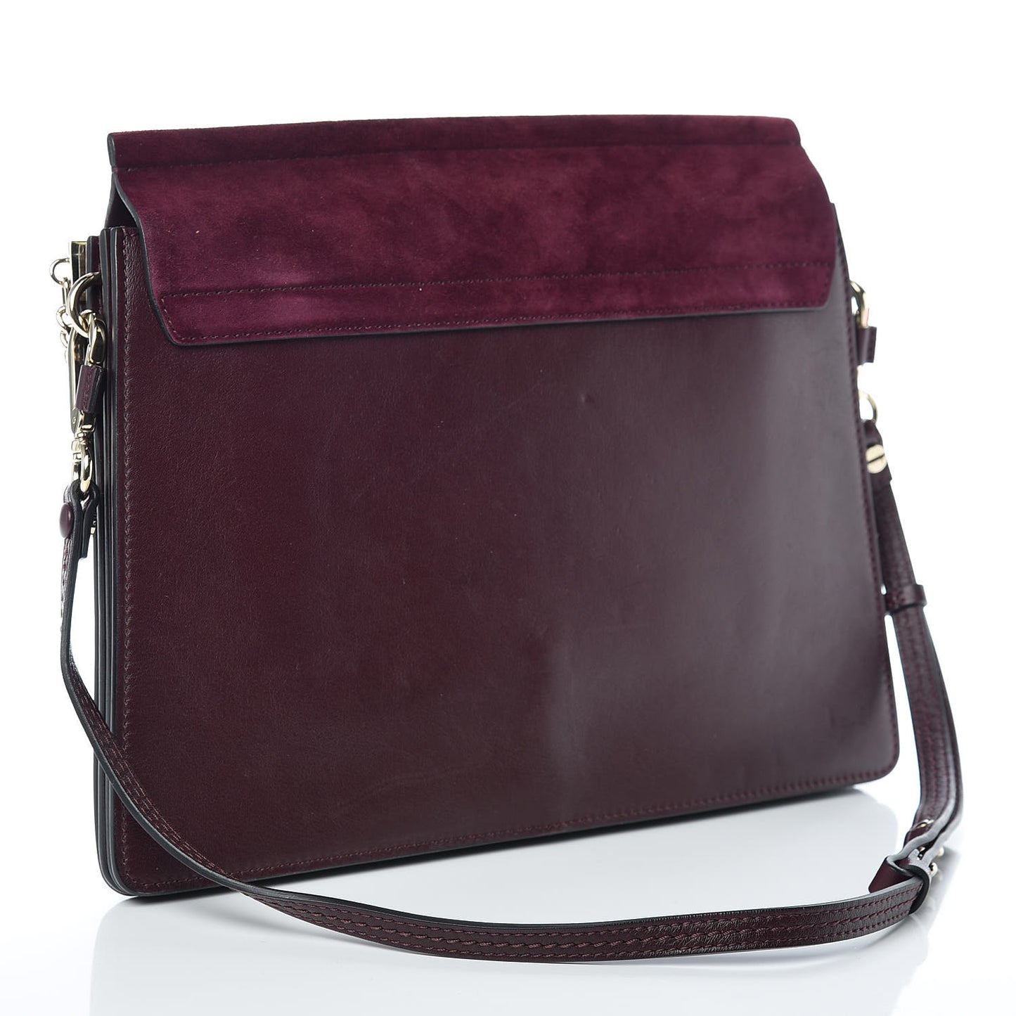 Suede Calfskin Medium Faye Shoulder Bag Dark Purple