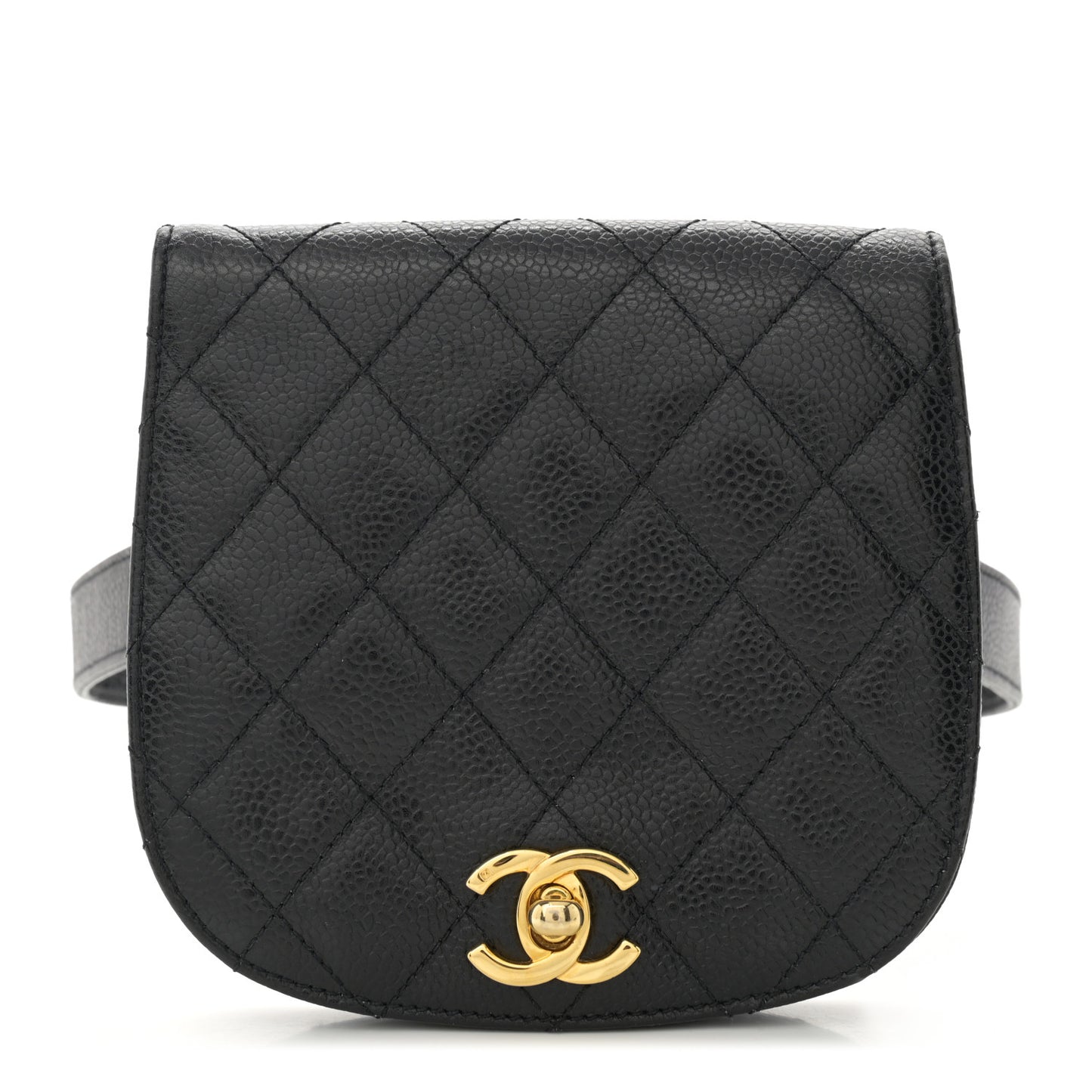 Caviar Quilted Flap Waist Belt Bag 75 30 Black