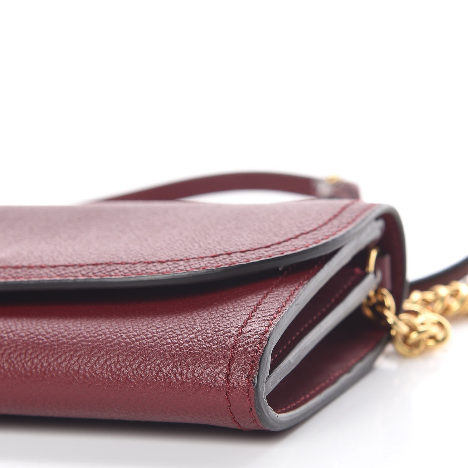 Burberry Grainy Calfskin Henley Wallet On Chain Burgundy 7 of 12