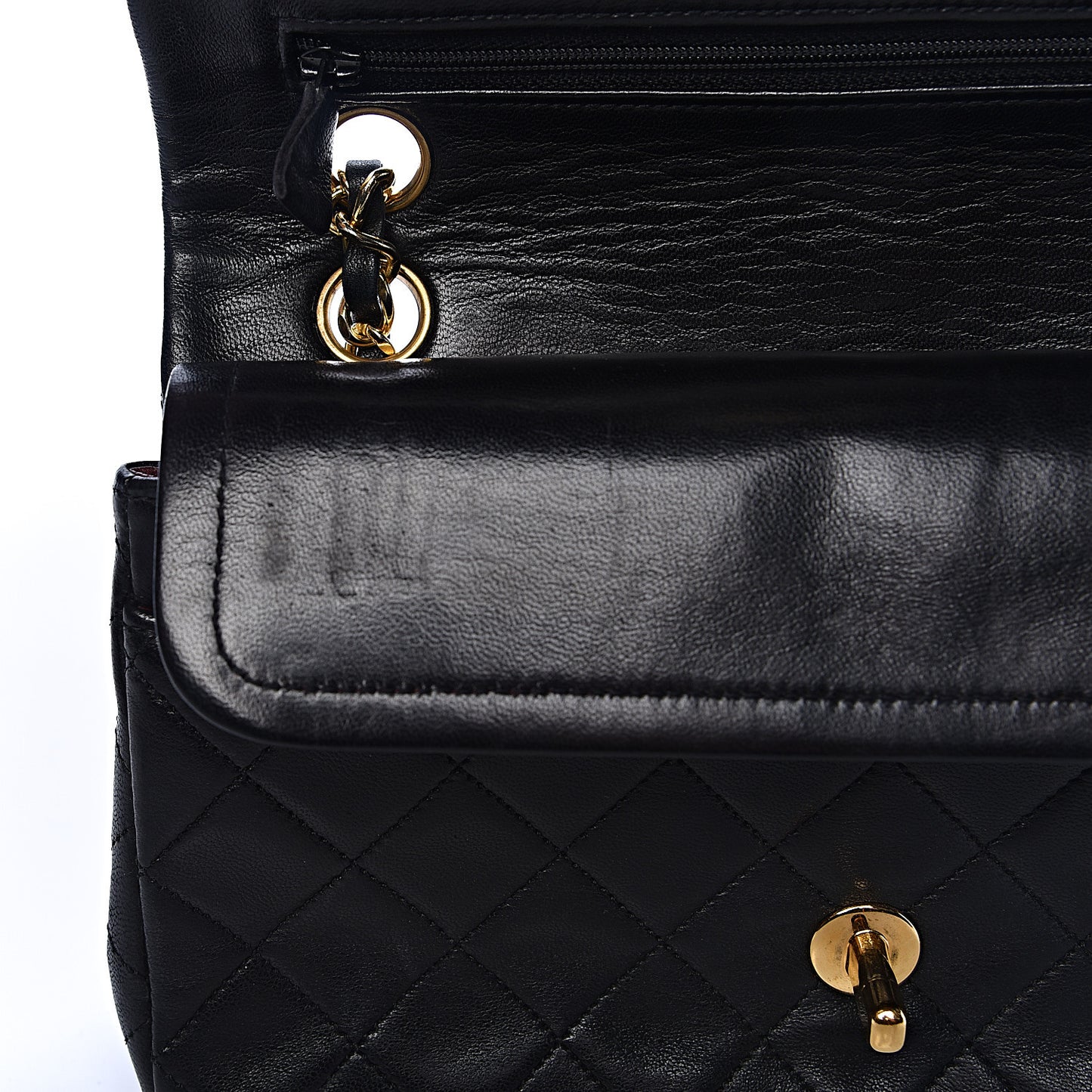 Lambskin Quilted Small Double Flap Black