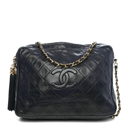 Chanel Lambskin Quilted CC Tassel Camera Case Navy 1 of 4