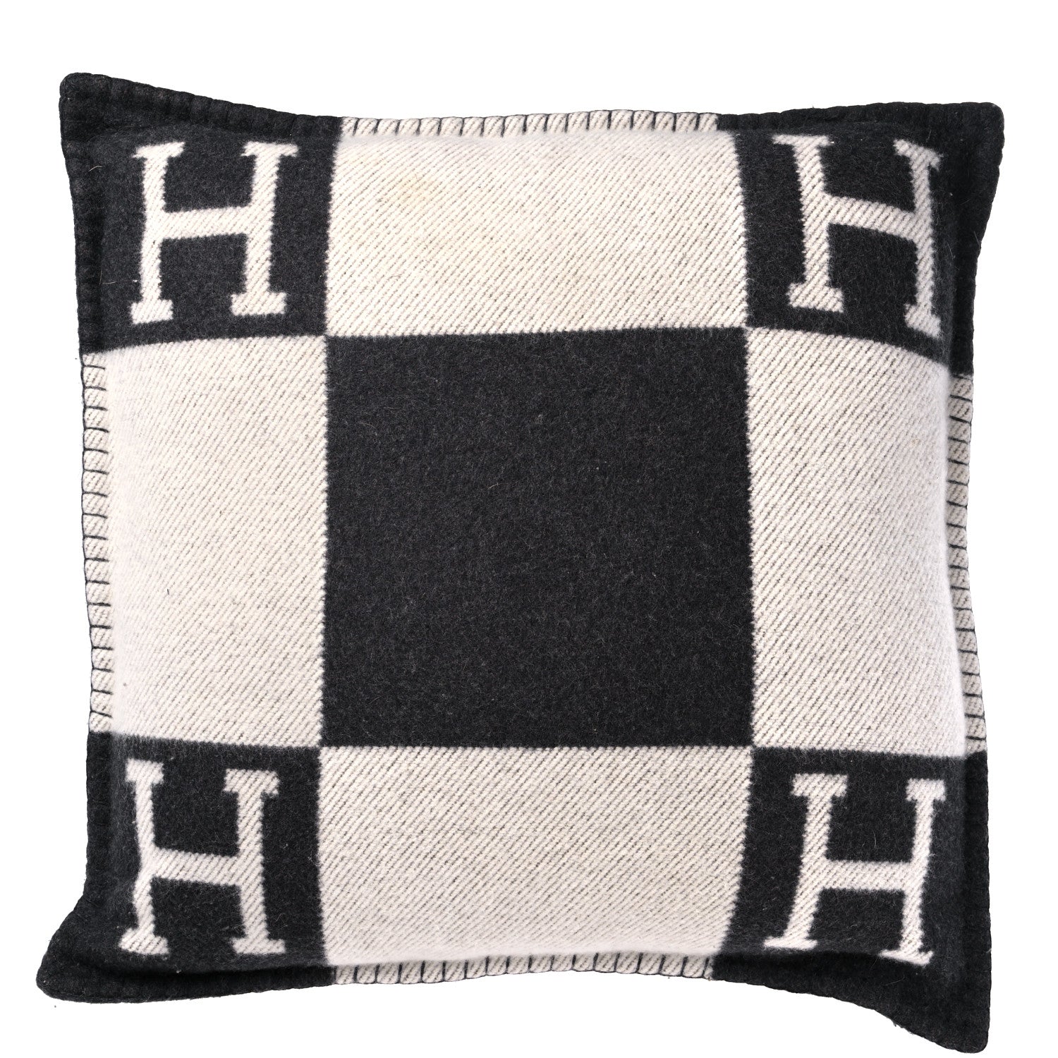 Hermes Wool Cashmere Avalon Pillow PM Ecru Gris Fonce 1 of 4
