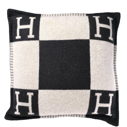 Hermes Wool Cashmere Avalon Pillow PM Ecru Gris Fonce 1 of 4