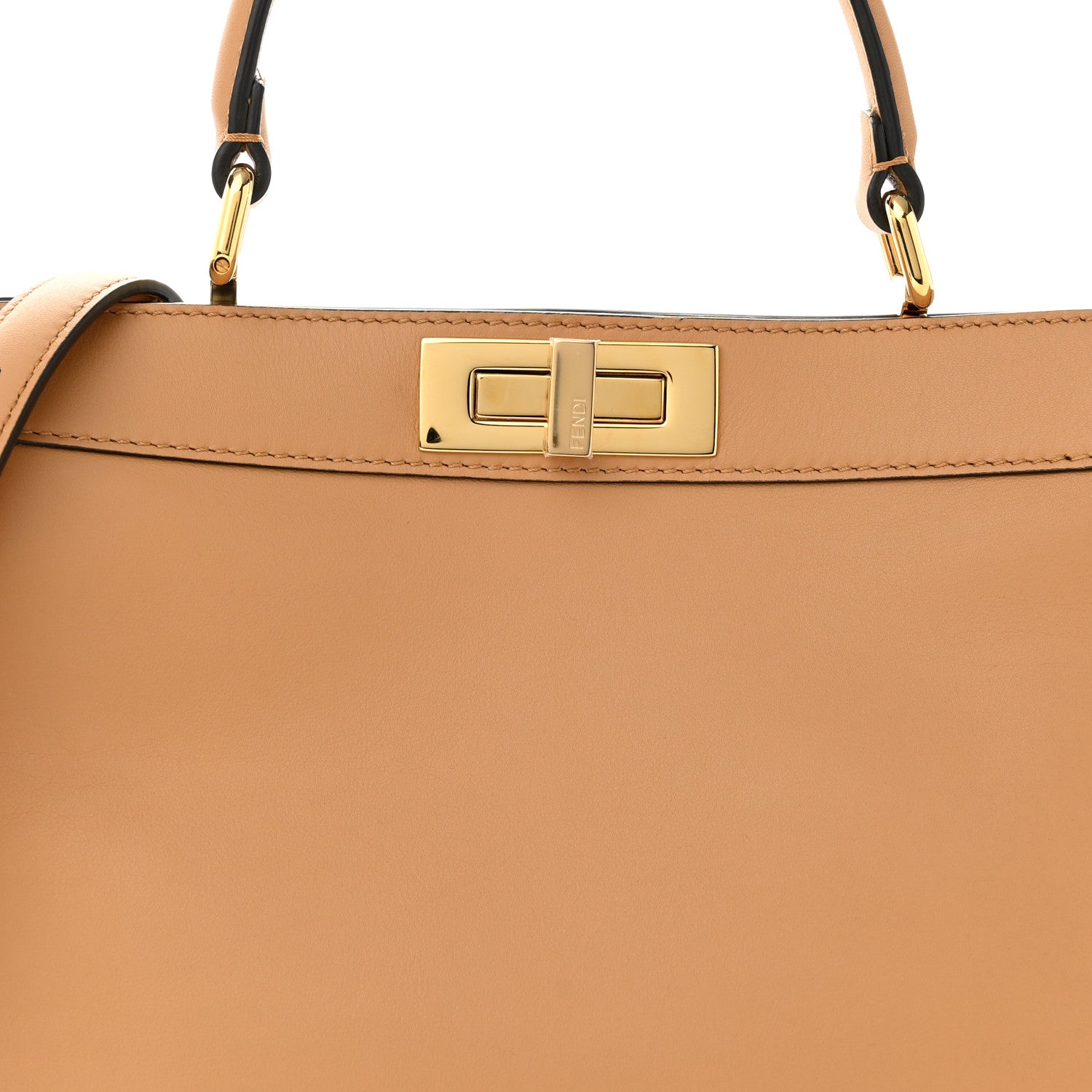 Fendi Vitello Seta Shiny Nappa Medium Peekaboo I SEE U Satchel Miele Scuro Light Rose 7 of 9