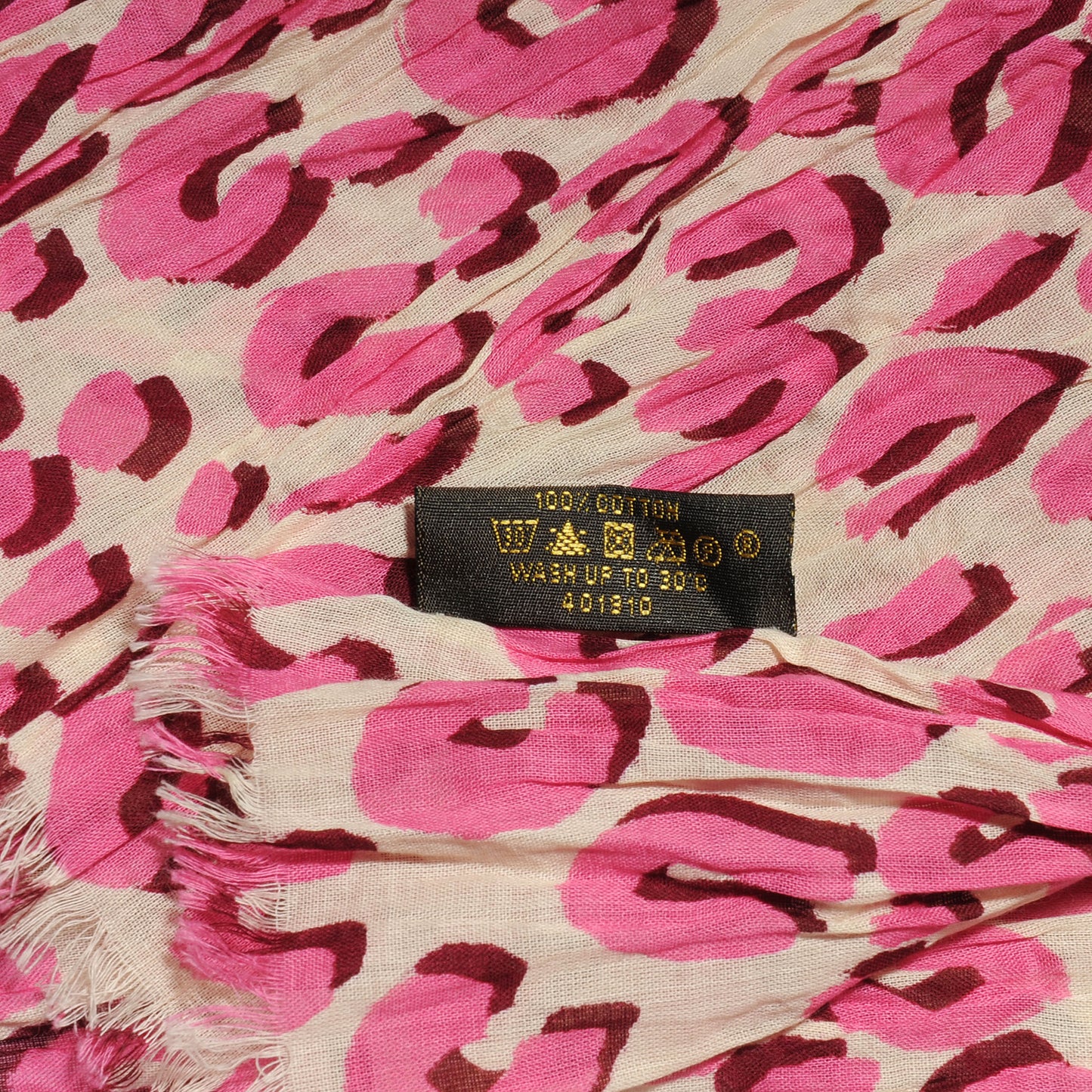 Cotton Leopard Pareo Blanc Corail