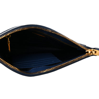 Prada Saffiano Small Flat Pouch Bluette 4 of 7