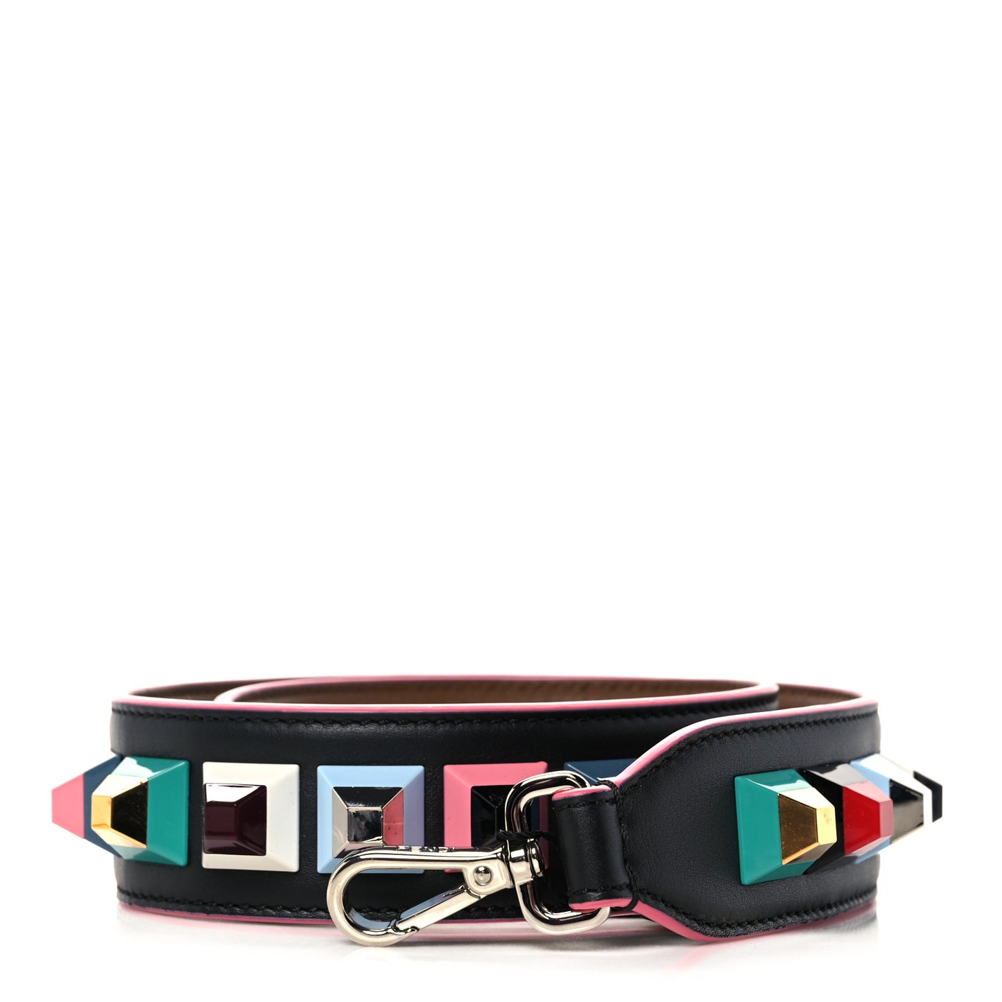 Vitello Dolce Plexiglass Bi-Color Studded Strap You Black Brownie Multicolor