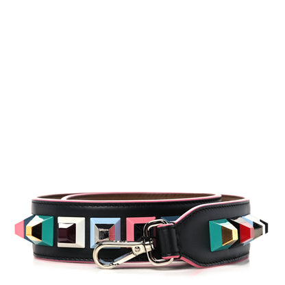 Fendi Vitello Dolce Plexiglass Bi-Color Studded Strap You Black Brownie Multicolor 1 of 5