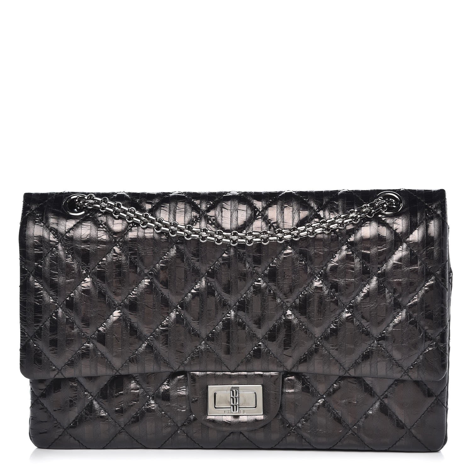 Chanel Metallic Calfskin Striped 2.55 Reissue 227 Flap Black 1 of 8