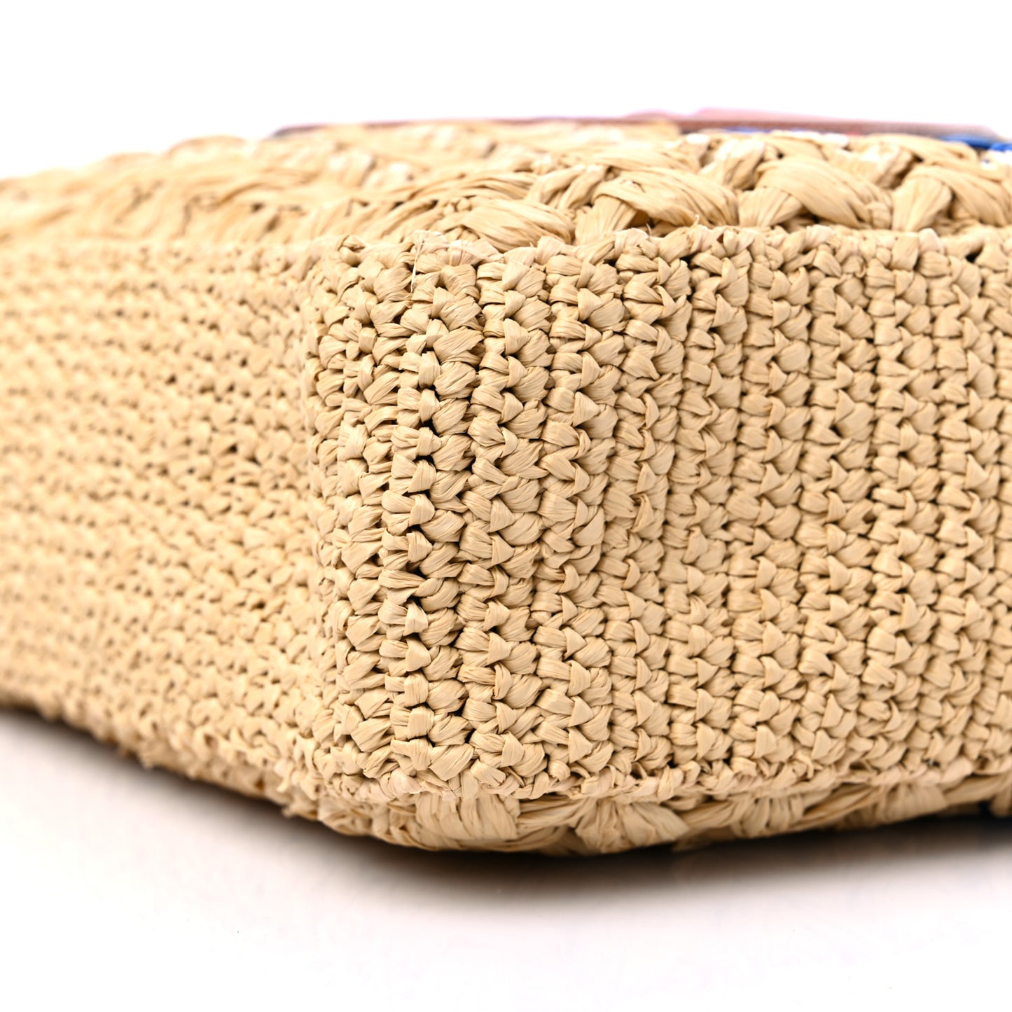 Raffia Effect Interlocking G Tote Bag Beige
