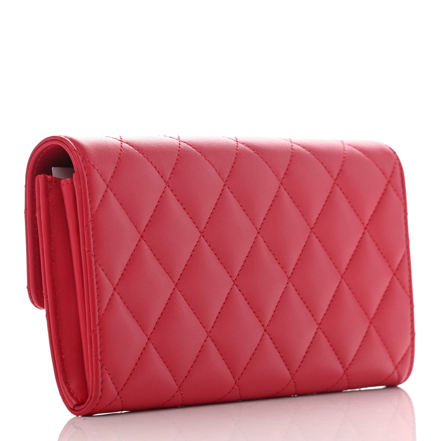 Chanel Lambskin Quilted Large Gusset Flap Wallet Red 3 of 6