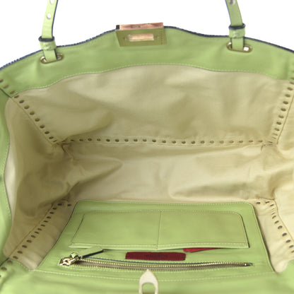 Valentino Garavani Denim Medium Rockstud Tote Blue Green 5 of 10
