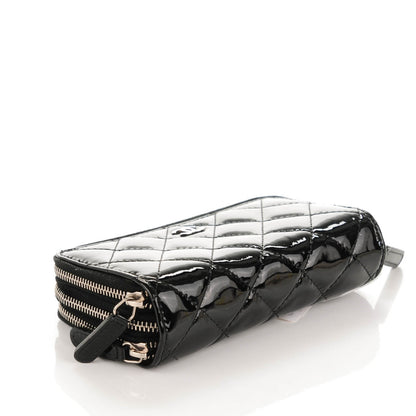 Chanel Patent Quilted Small Triple Zipper Wallet Black 4 of 7