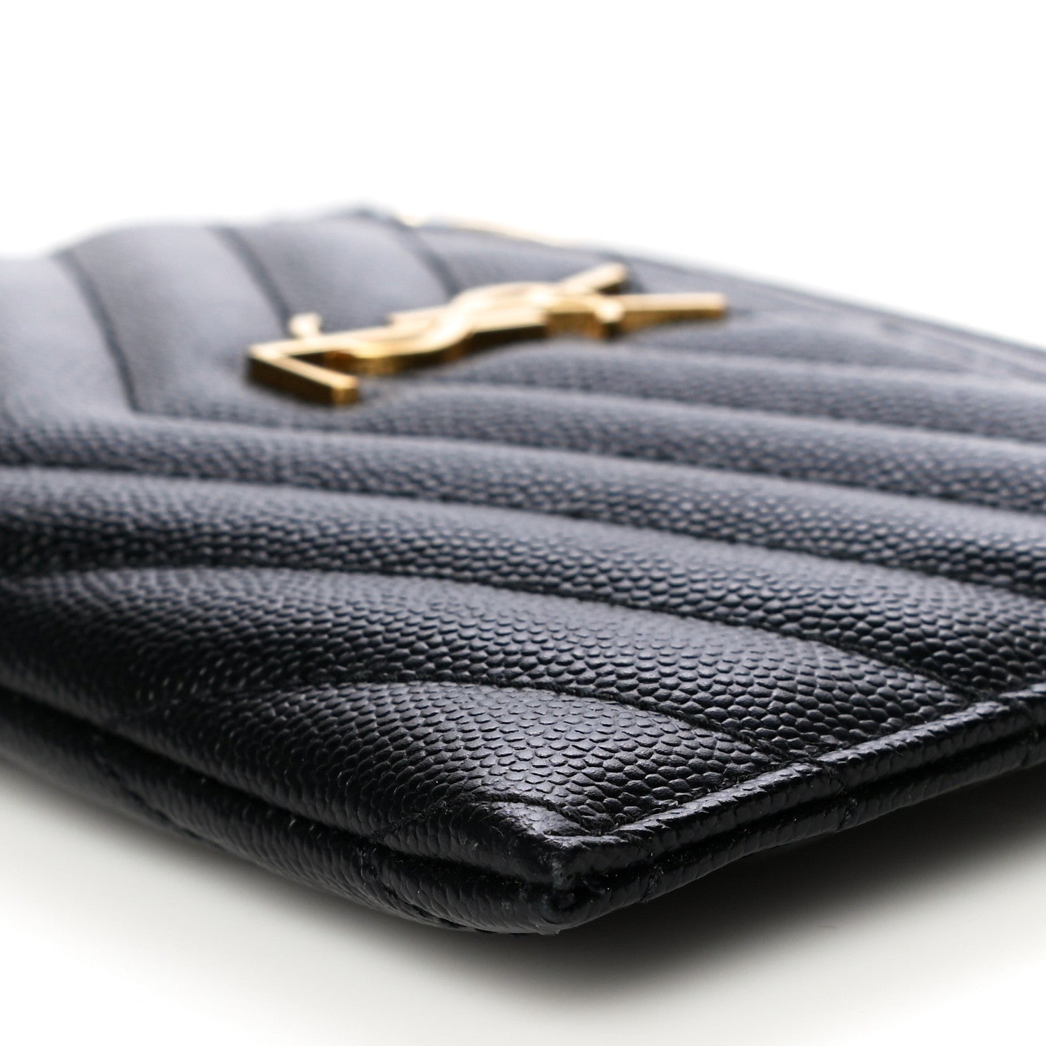 Saint Laurent Grain De Poudre Chevron Monogram Bill Pouch Black 11 of 14