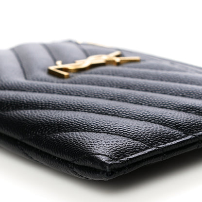 Saint Laurent Grain De Poudre Chevron Monogram Bill Pouch Black 11 of 14