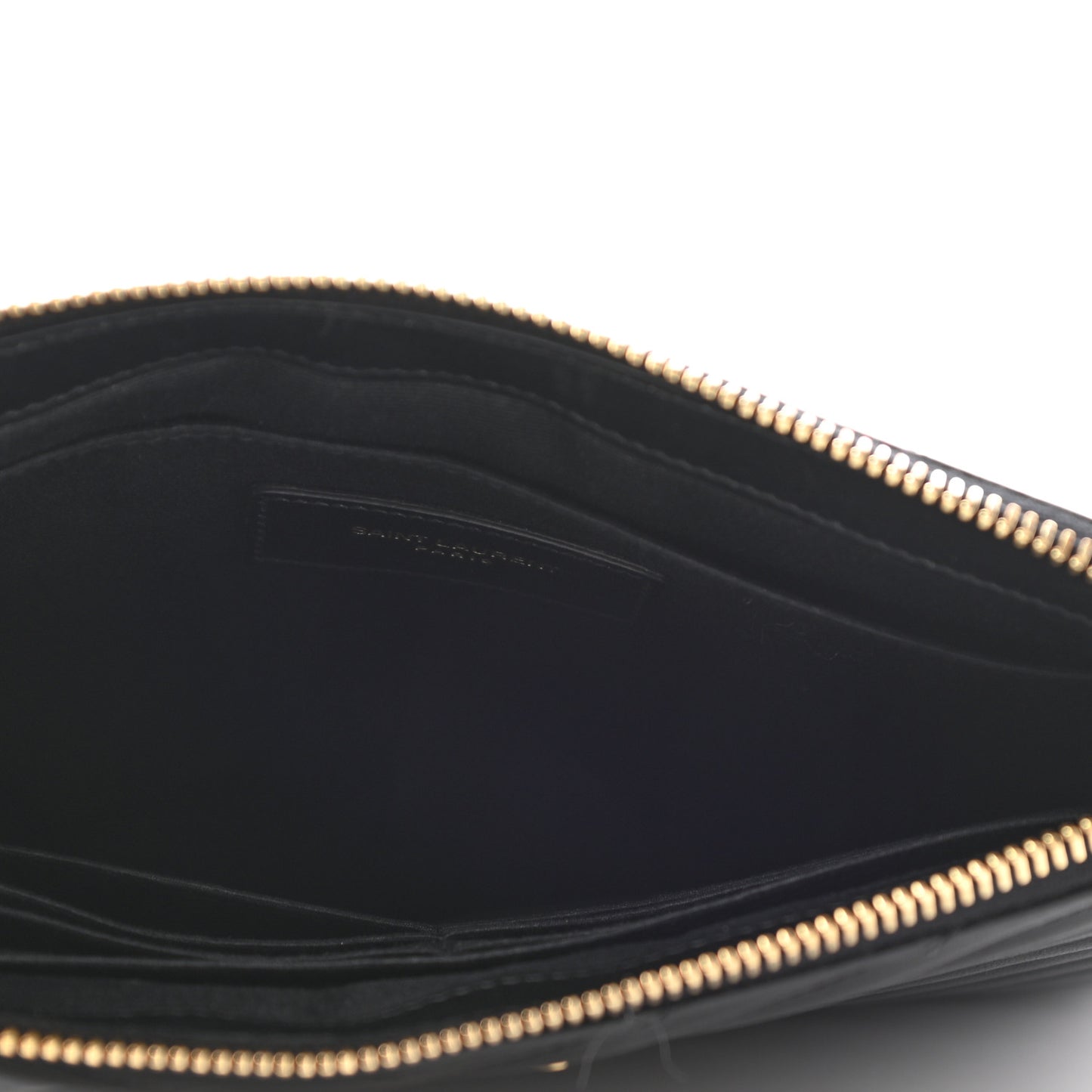 Calfskin Matelasse Chevron Monogram A5 Wristlet Black