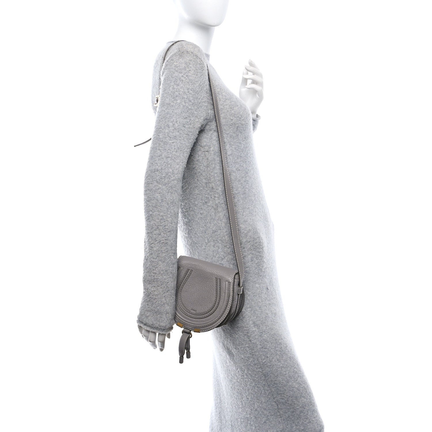 Chloe Calfskin Mini Marcie Round Crossbody Bag  Cashmere Grey 2 of 10