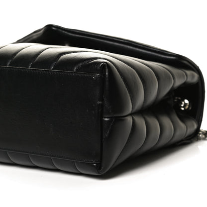 Saint Laurent Calfskin Y Quilted Monogram Small Loulou Chain Satchel Black 10 of 13