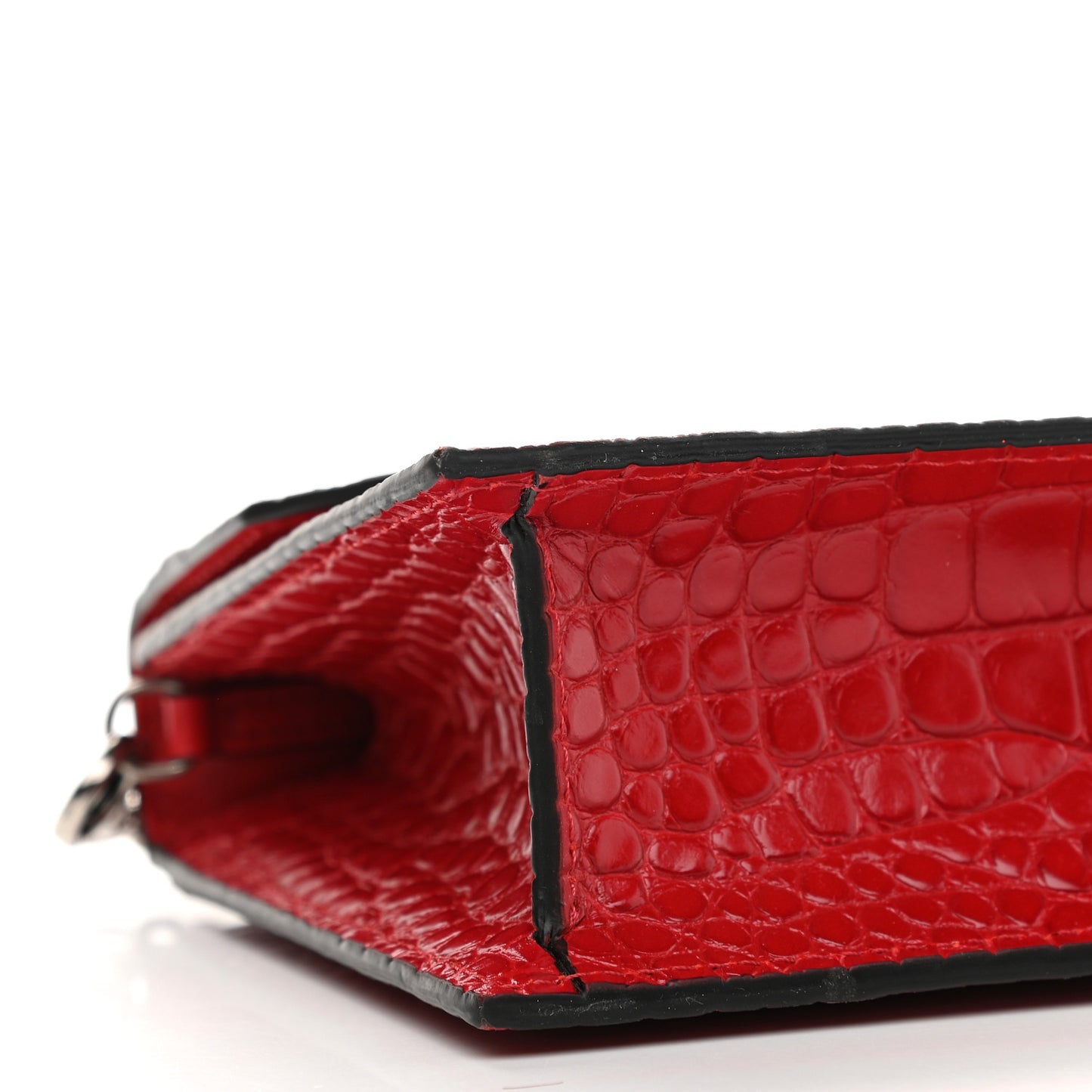 Calfskin Alligator Embossed Elisa Baguette Red