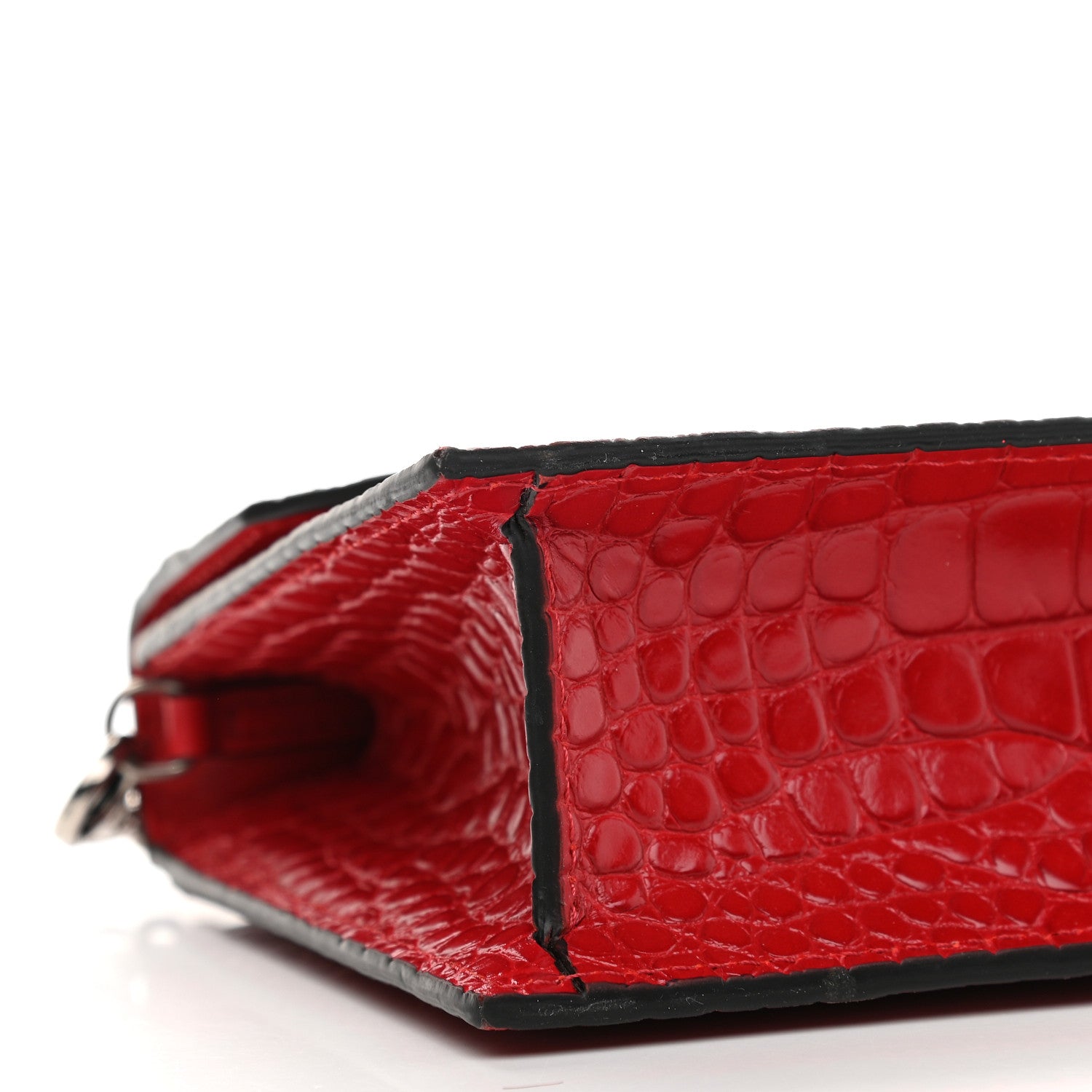 Christian Louboutin Calfskin Alligator Embossed Elisa Baguette Red 7 of 8