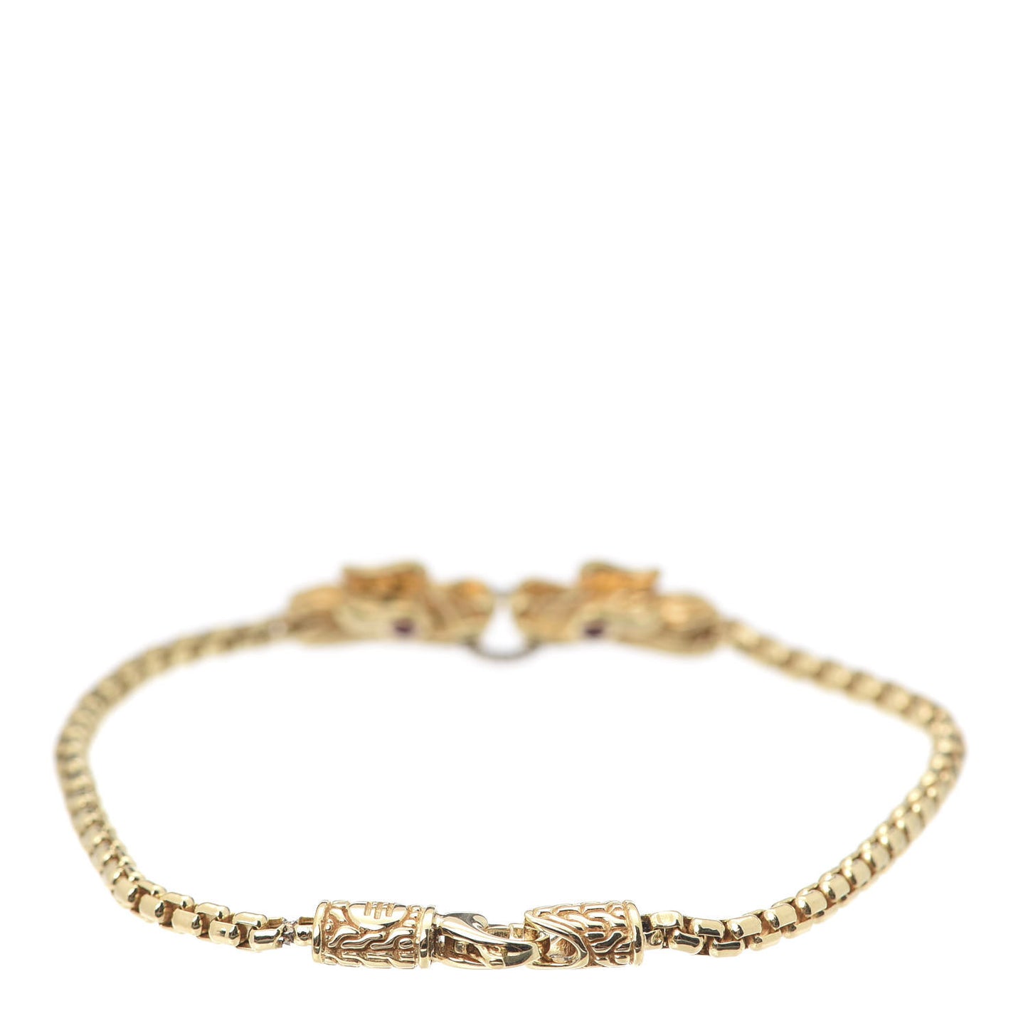 18K Yellow Gold Diamond Ruby Legends Naga Station Bracelet