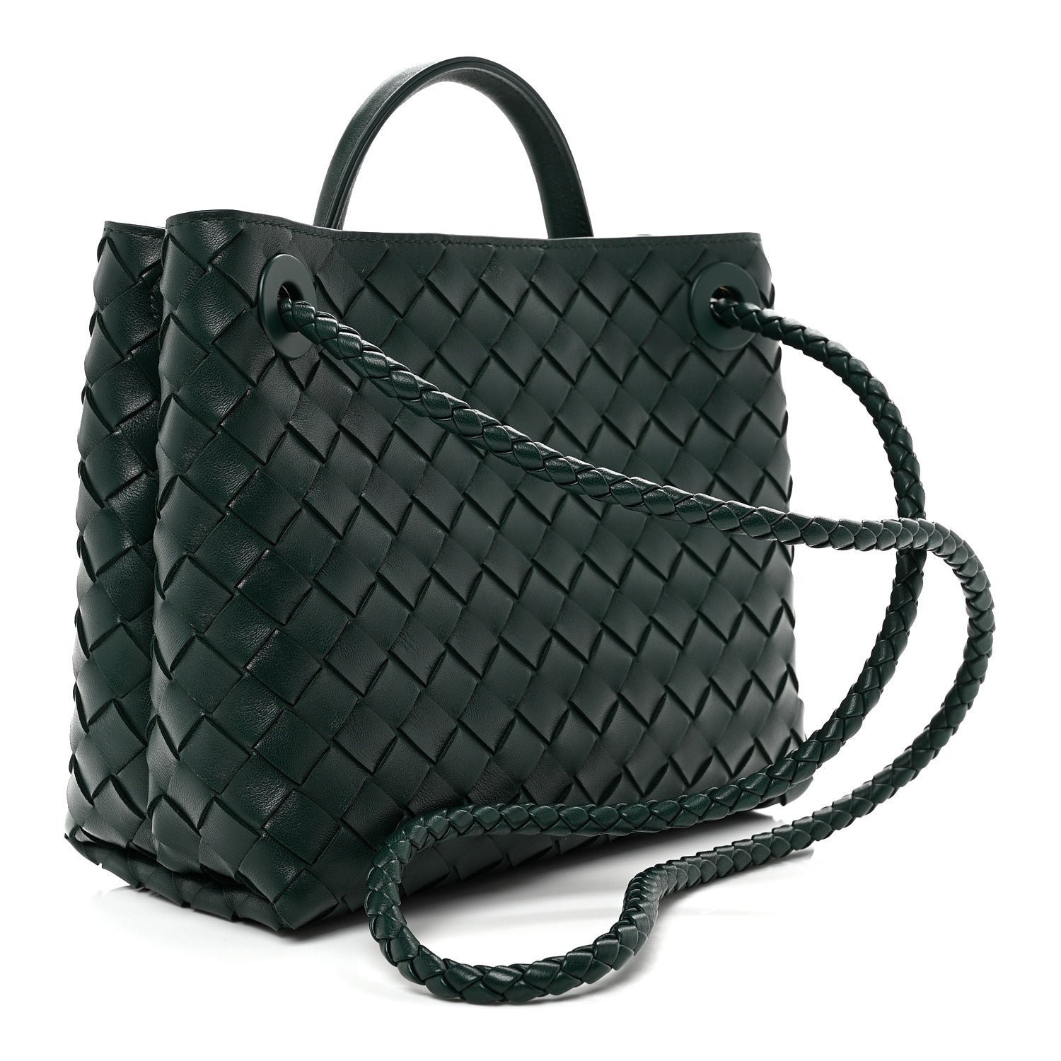 Bottega Veneta Nappa Intrecciato Small Andiamo Shoulder Bag Emerald Green 3 of 9