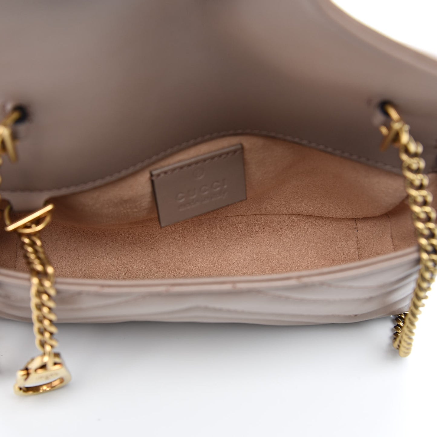 Calfskin Matelasse Super Mini GG Marmont Shoulder Bag Porcelain Rose