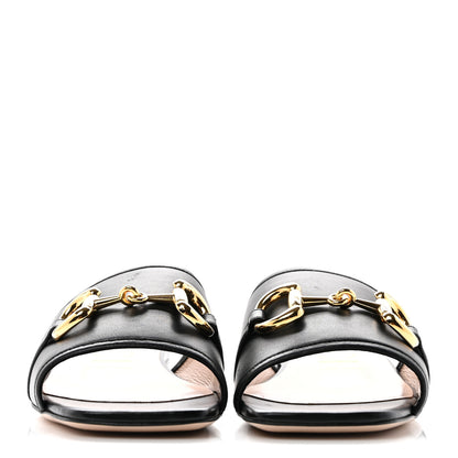 Gucci Nappa Horsebit Flat Slide Sandals 38 Black 3 of 11