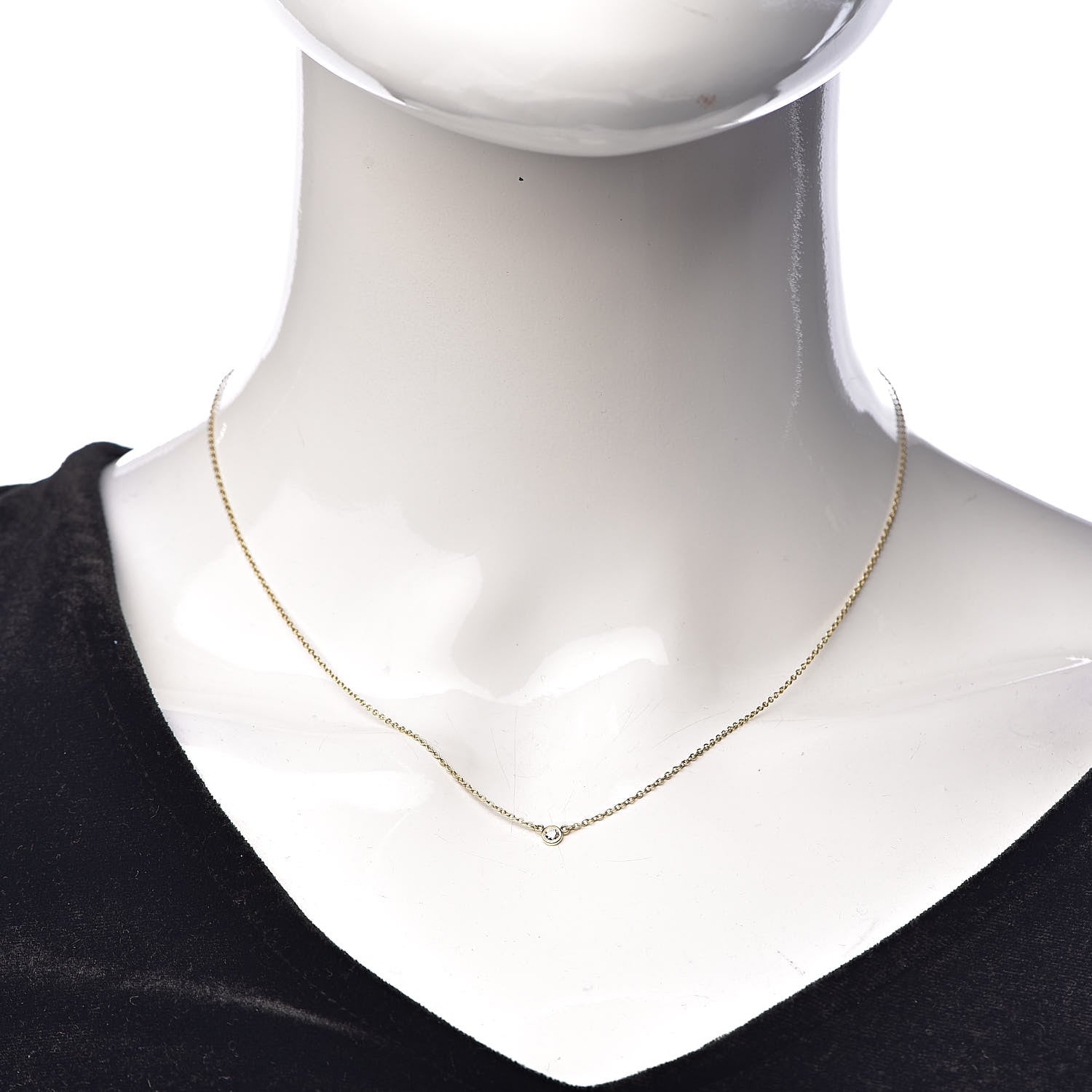 Tiffany 18K Yellow Gold Diamond .05ct Elsa Peretti Diamonds by the Yard Pendant Necklace 2 of 8