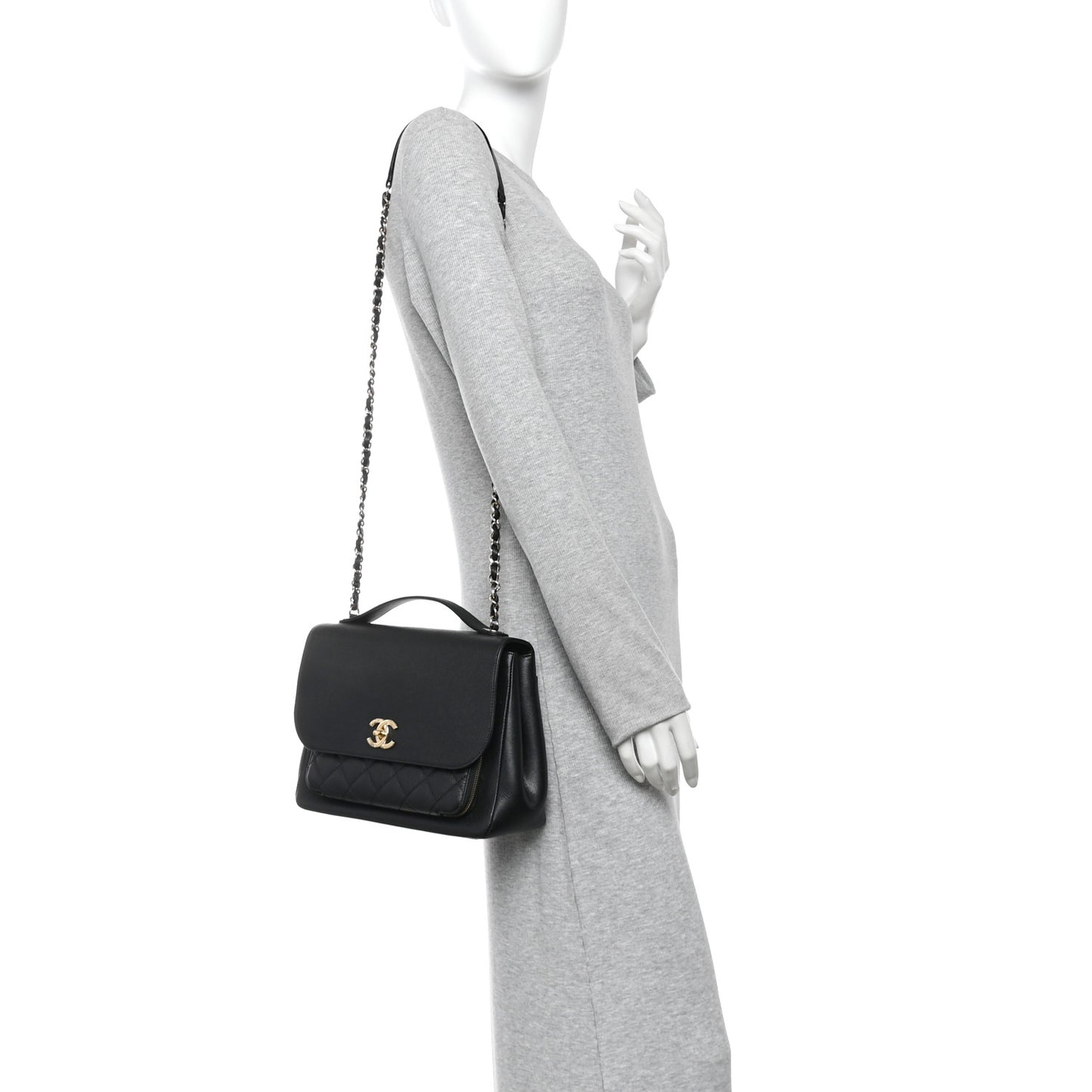 Caviar Quilted Large Business Affinity Flap Black
