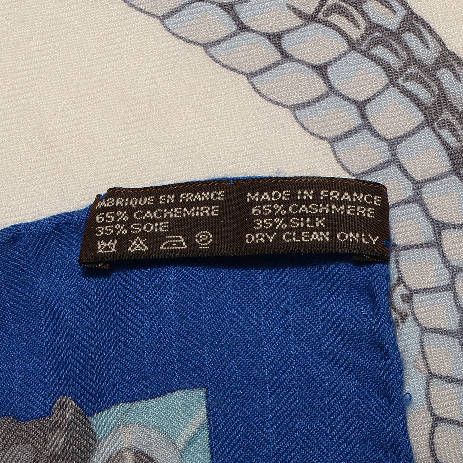 Hermes Cashmere Silk Ceintures et Liens Shawl 140 Bleu Klein Blanc Vert 6 of 6