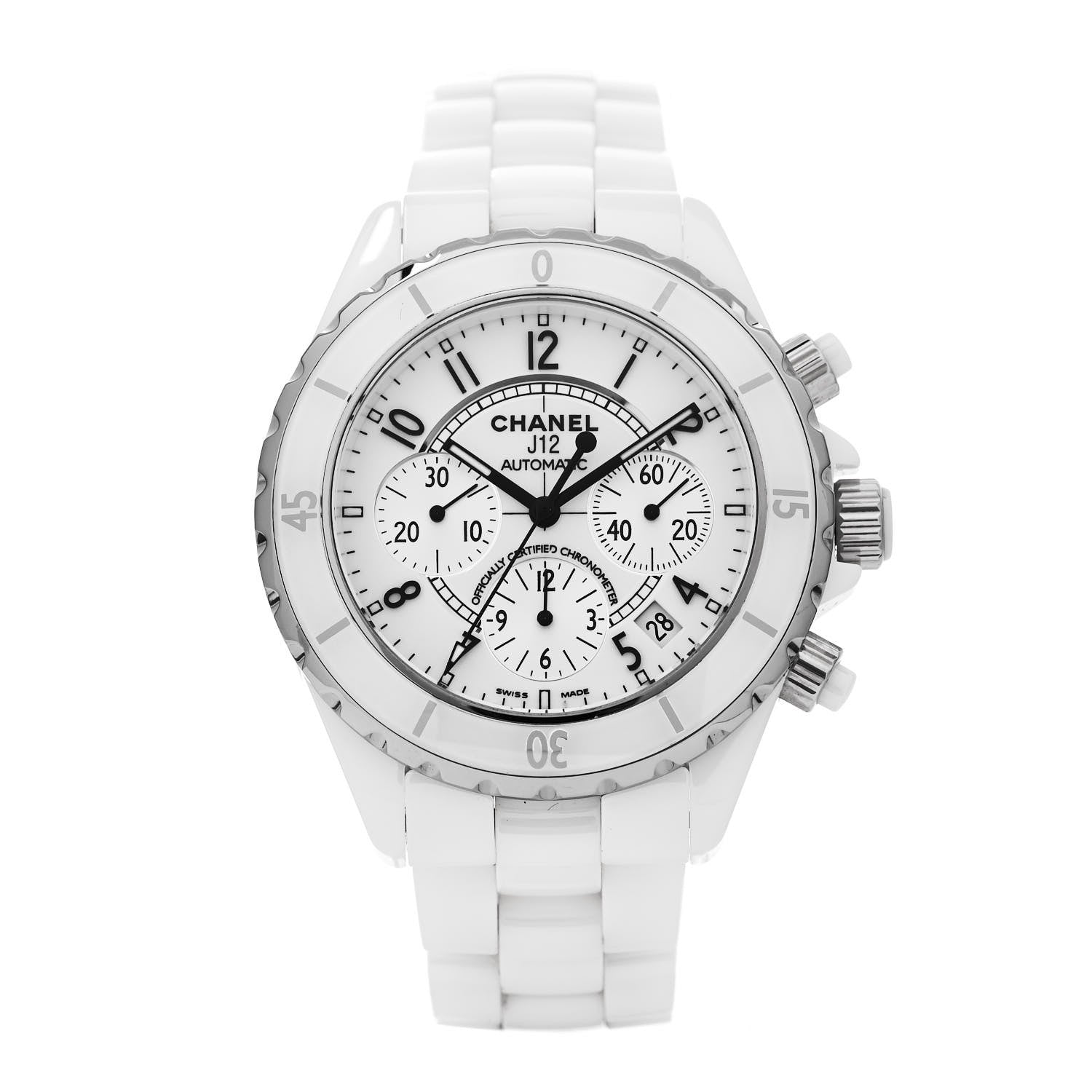 Chanel Stainless Steel Ceramic 41mm J12 Chronograph Automatic Watch White 1 of 4