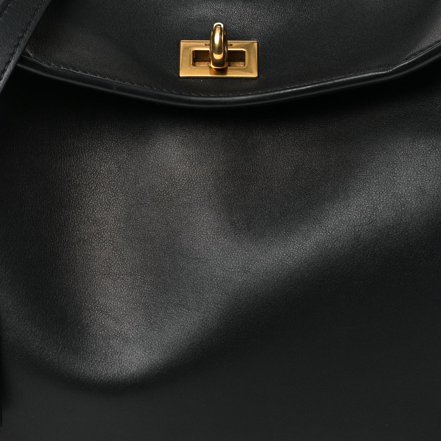 Natural Smooth Calfskin Small Rodeo Top Handle Handbag Black