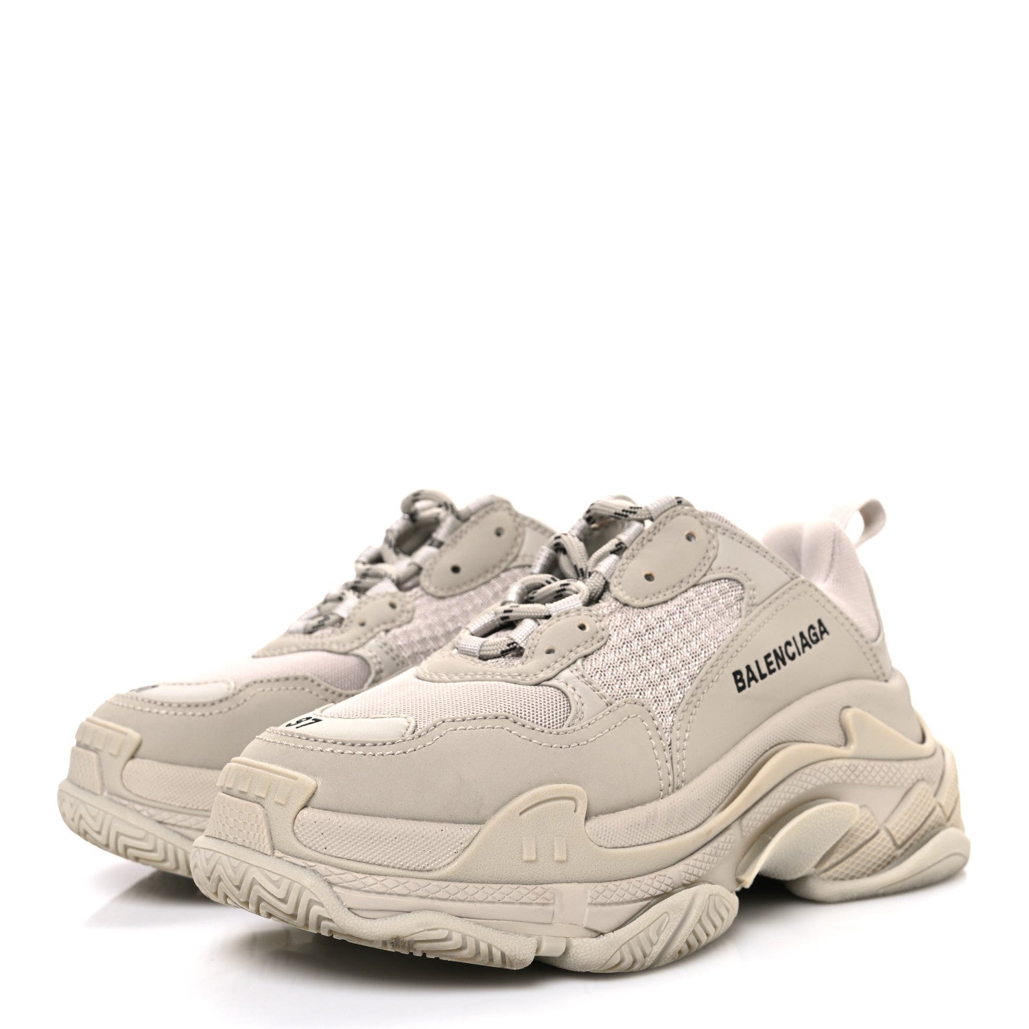 Balenciaga Fabric Mesh Womens Triple S Sneakers 37 Beige 4 of 9