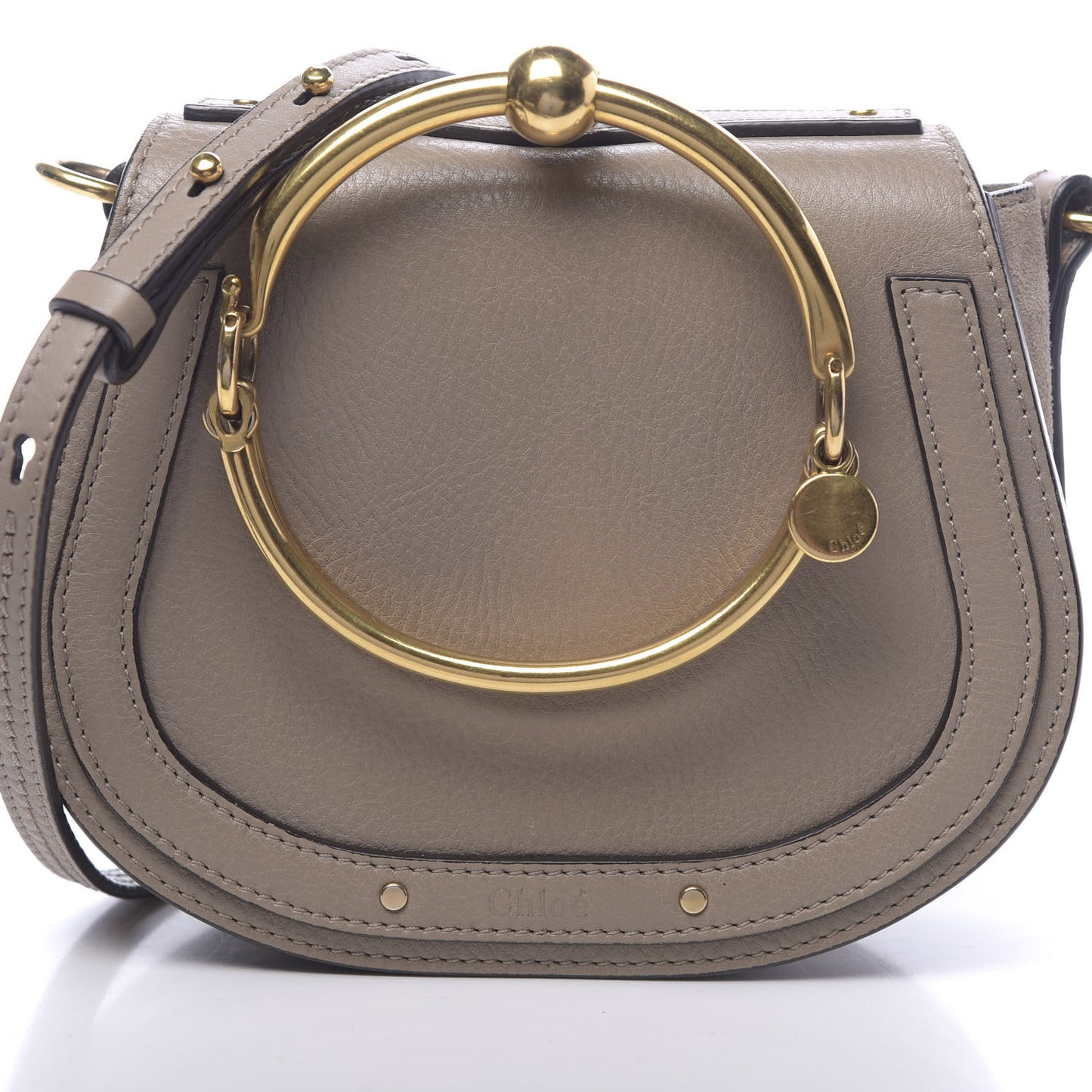 Calfskin Suede Small Nile Bracelet Bag Motty Grey