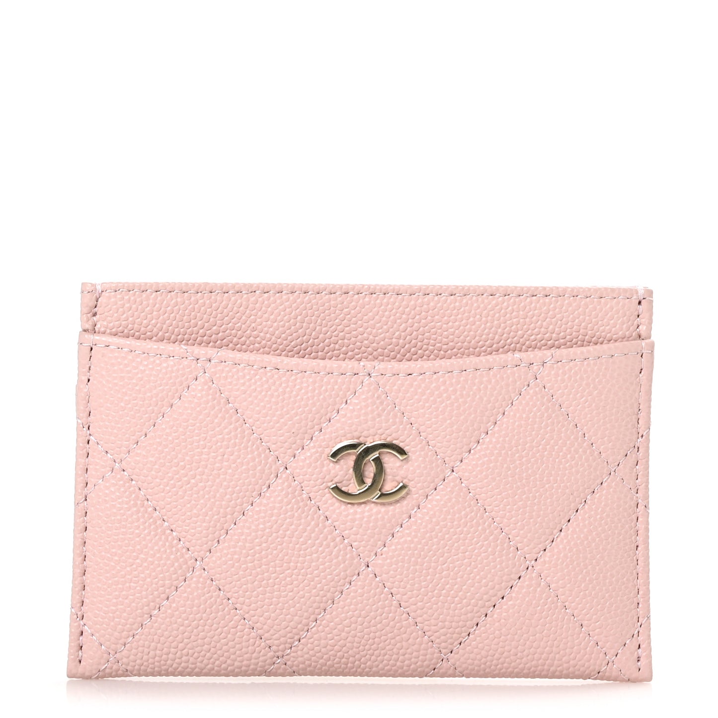 Caviar Quilted Card Holder Light Pink