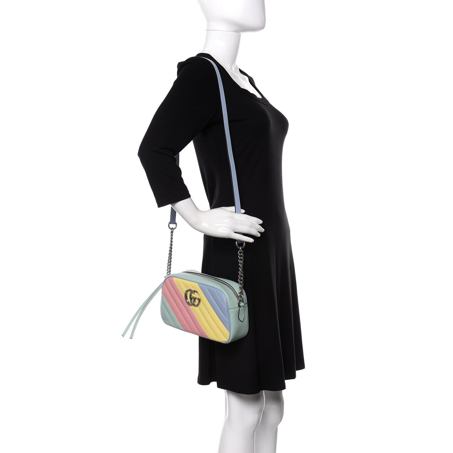 Calfskin Matelasse Diagonal Small GG Marmont Chain Shoulder Bag Multicolor Pastel