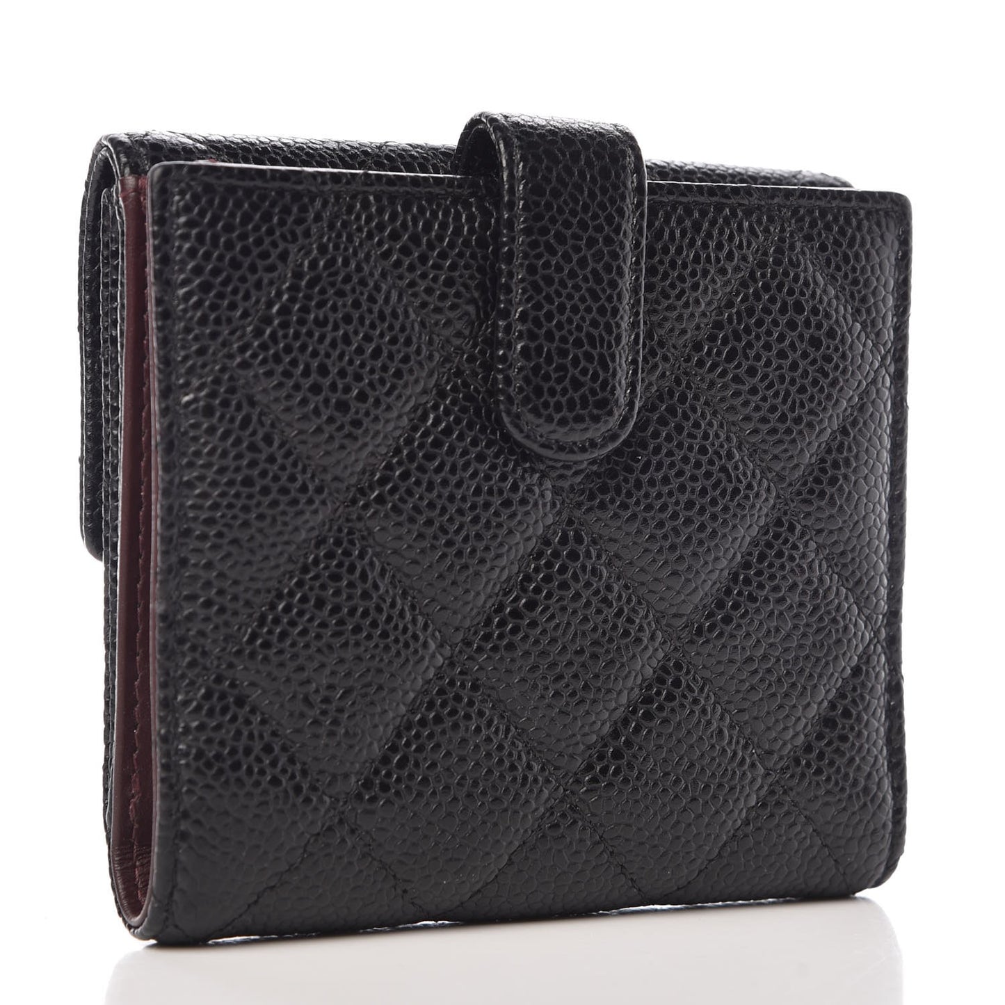 Caviar Quilted Compact French Flap Wallet Black