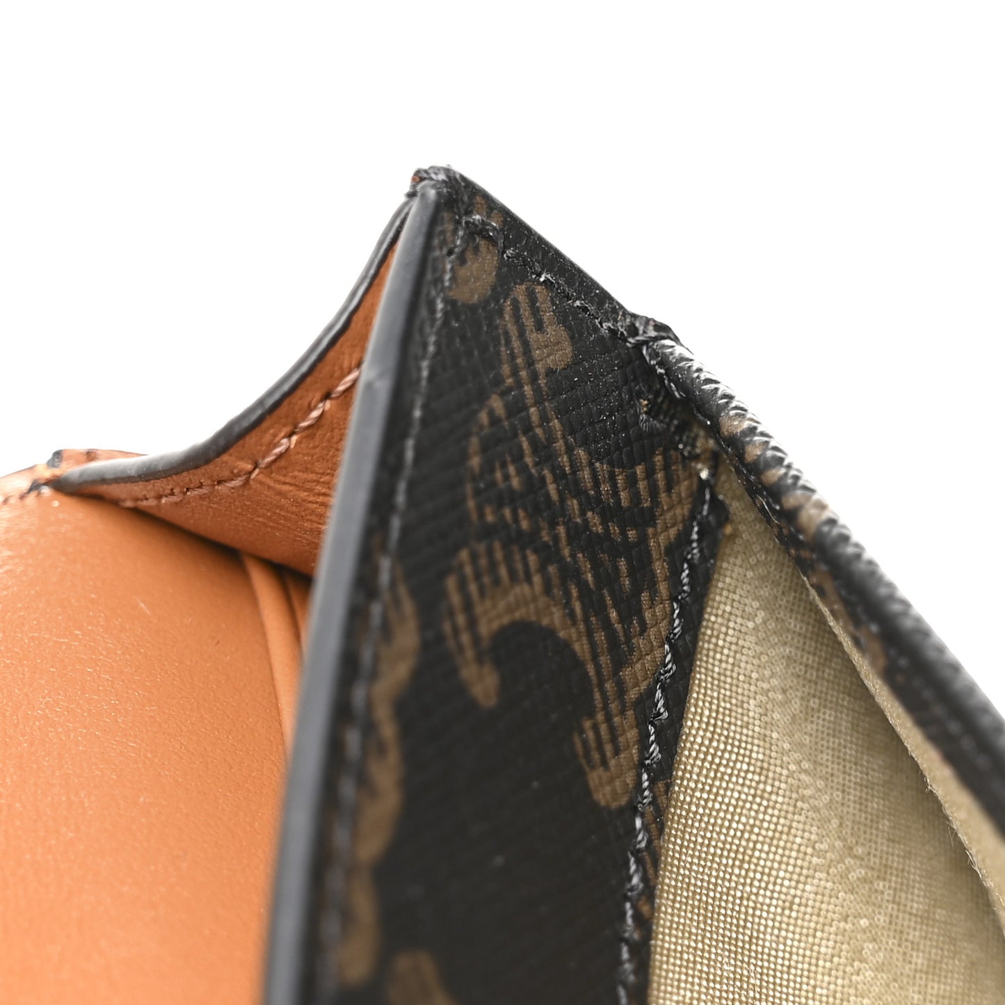 Triomphe Canvas Calfskin Flap Card Holder Tan